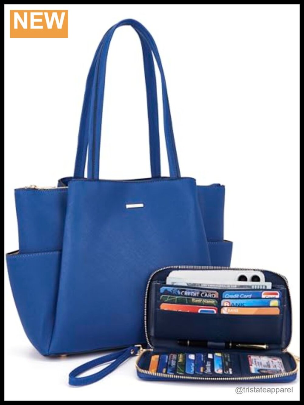 Women's 3-Piece Tote Handbag Set Synthetic Leather RFID Wallet Clutch Satchel